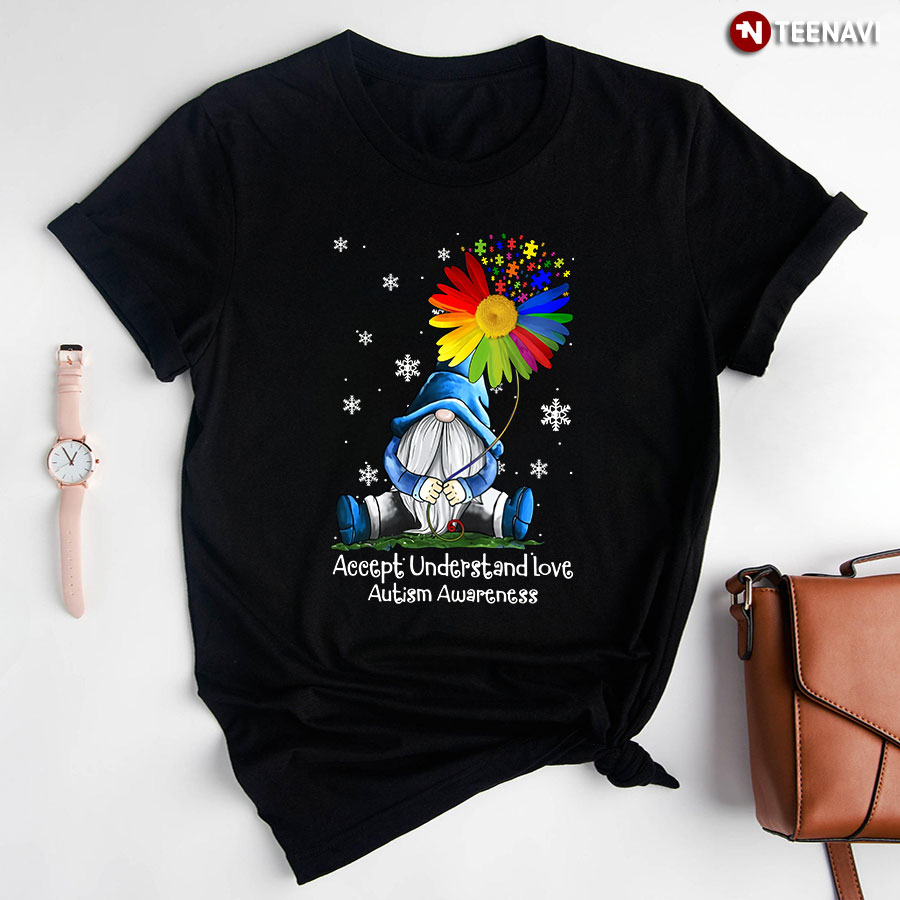 Accept Understand Love Autism Awareness Dwarf Flower T-Shirt