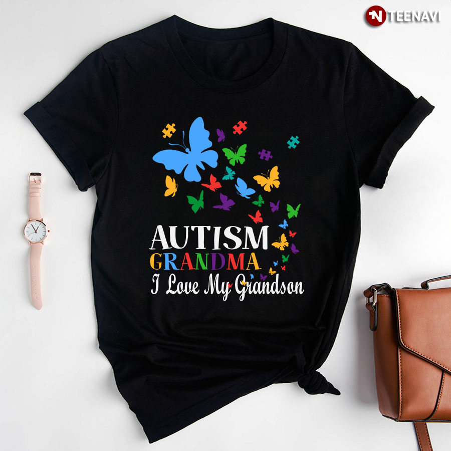 Autism Grandma I Love My Grandson Butterfly T-Shirt
