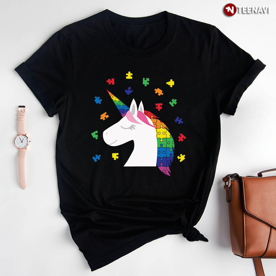 Unicorn Autism Puzzle Pieces T-Shirt - Kids Tee