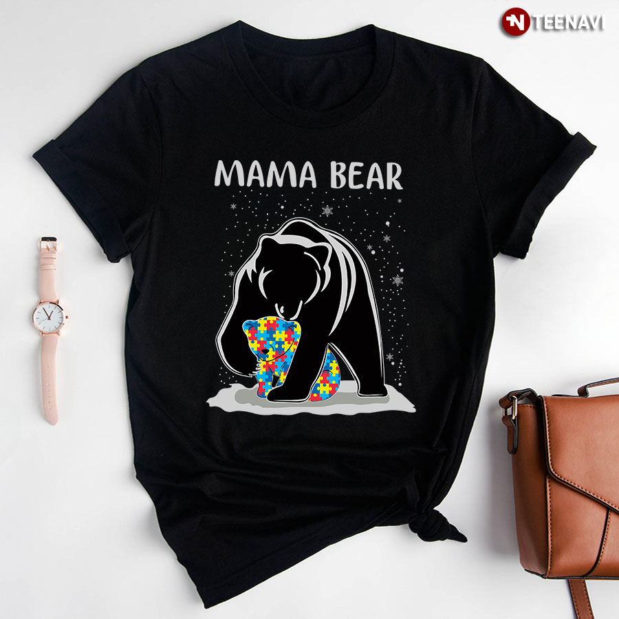 Mama Bear Autism Mom Baby Puzzle Pieces T-Shirt - Women's Tee