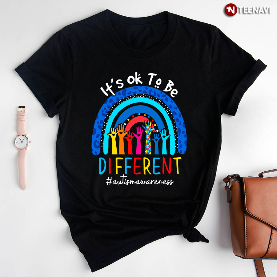It's Ok To Be Different #Autismawareness Rainbow Hands T-Shirt