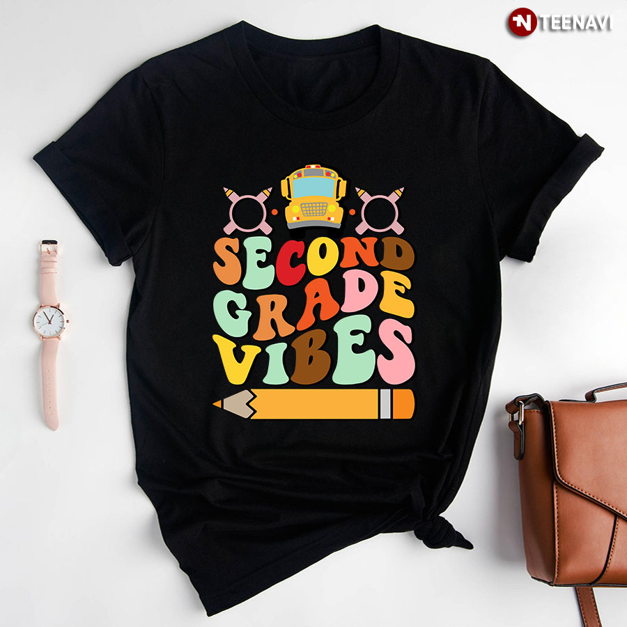 Second Grade Vibes Bus Crayons Back To School T-Shirt