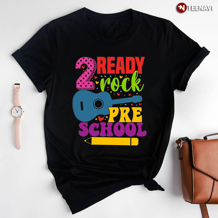 Ready 2 Rock Preschool Guitar Crayon Back To School T-Shirt
