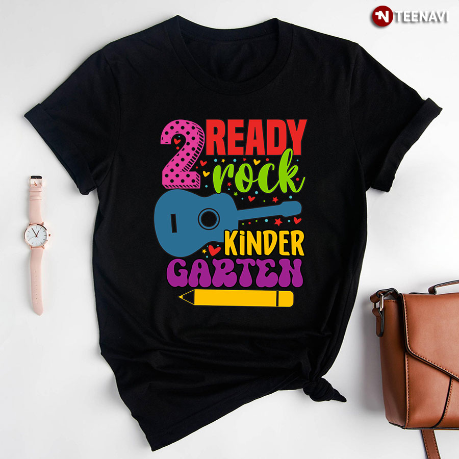 Ready 2 Rock Kindergarten Guitar Crayon Back To School T-Shirt