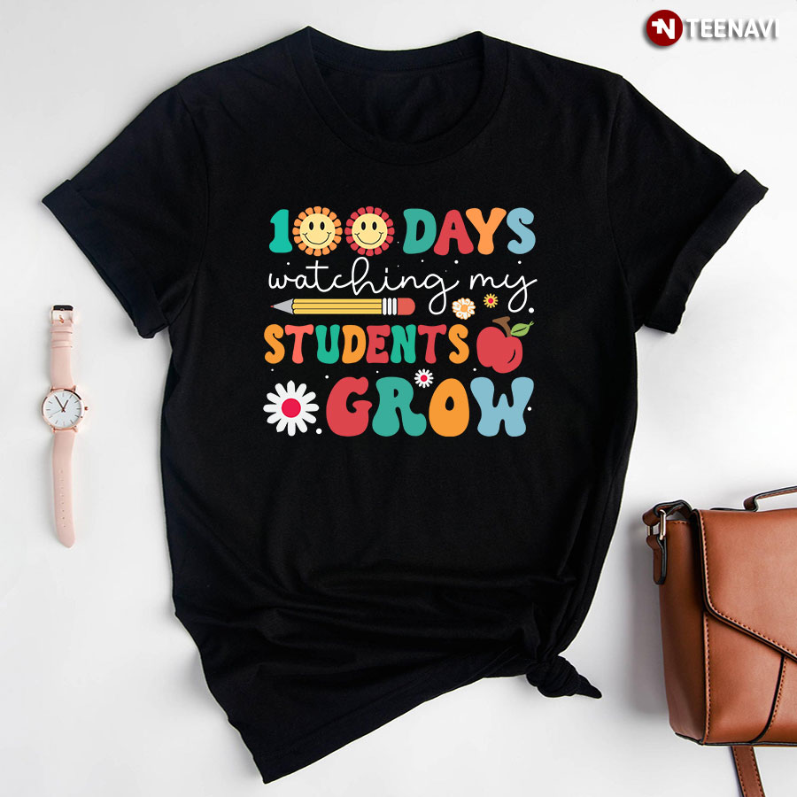 100 Days Watching My Students Grow Teacher Back To School T-Shirt