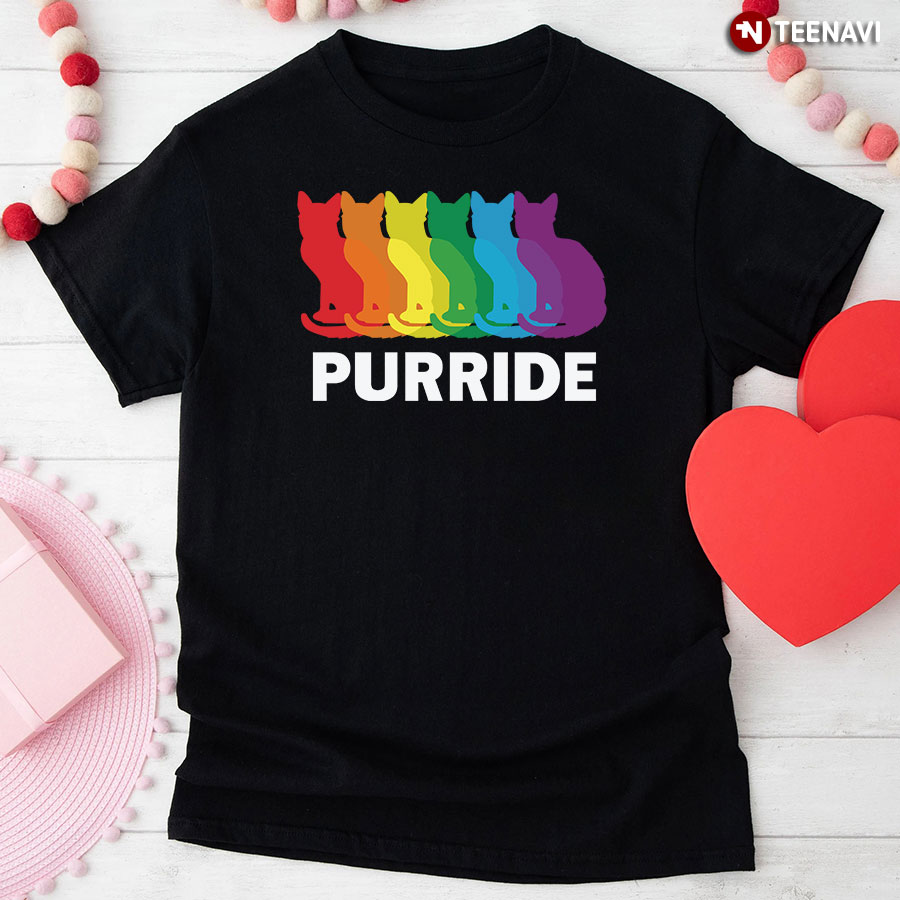 Purride LGBT Cats Rainbow Flag T-Shirt
