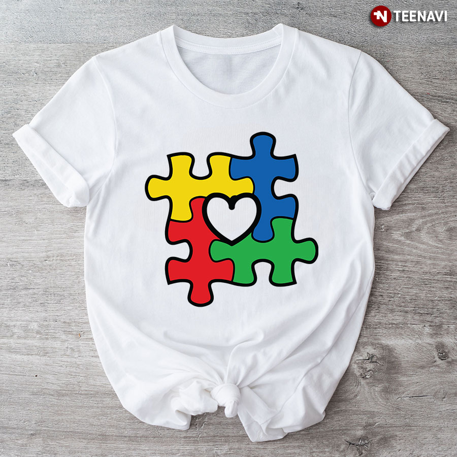 Autism Puzzle Pieces Heart T-Shirt - Women's Tee