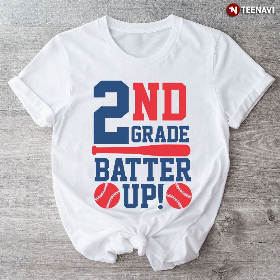 2nd Grade Batter Up Baseball Second Grade Student Back To School T-Shirt