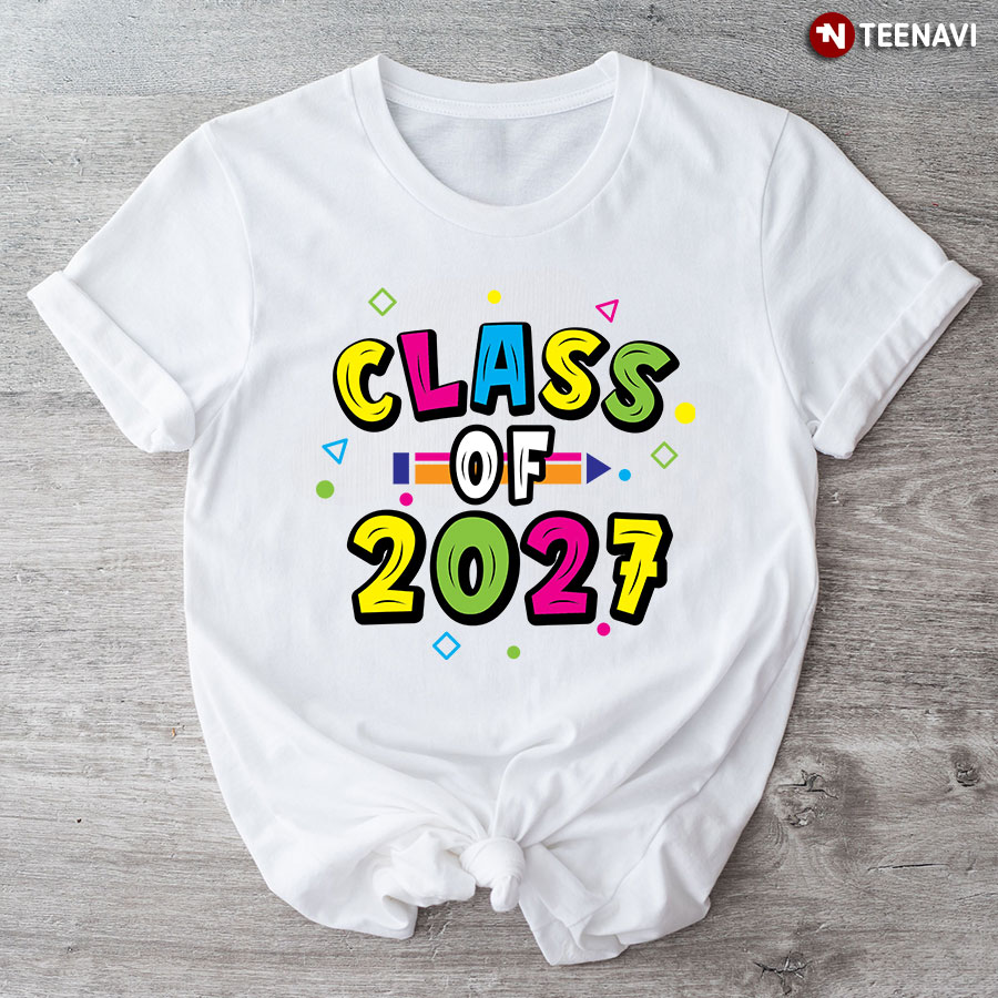 Class Of 2027 Crayon Student Back To School T-Shirt