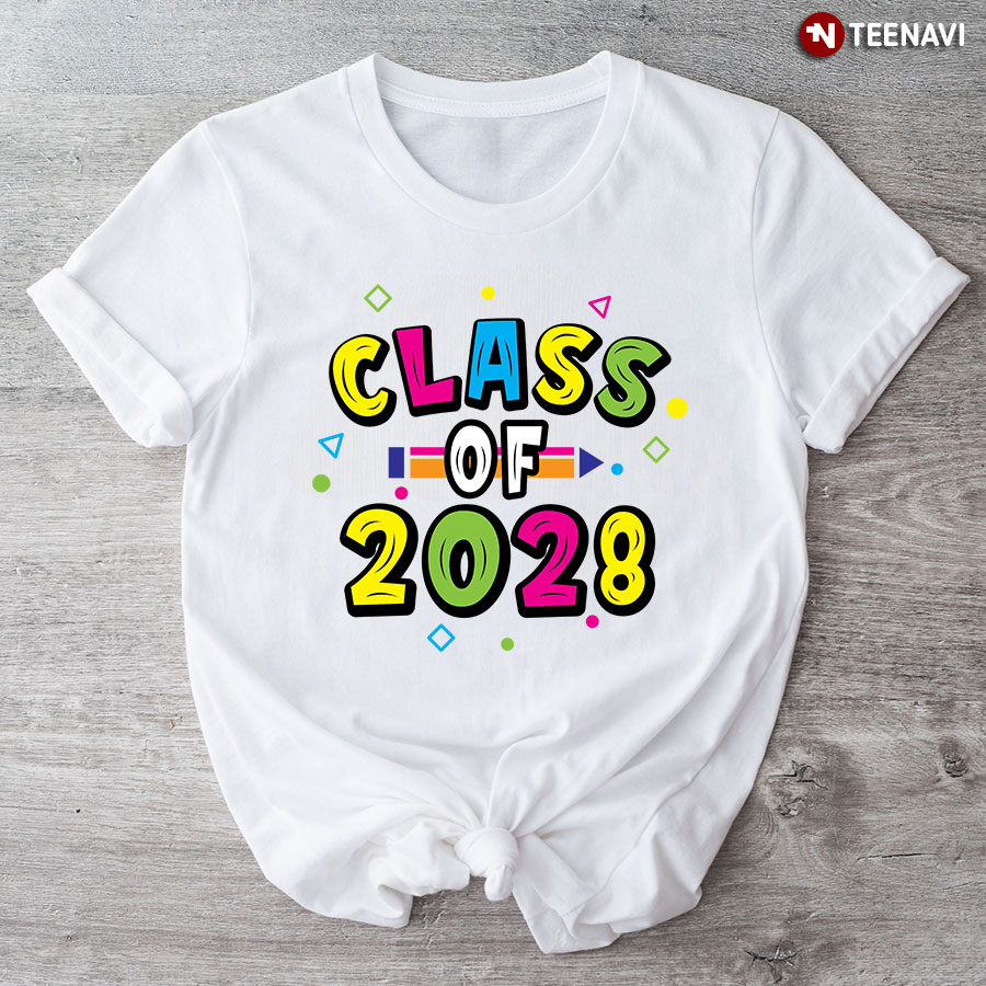 Class Of 2028 Crayon Student Back To School T-Shirt