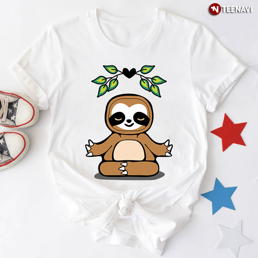Yoga Pose Sloth Meditation Heart T-Shirt - Kids Tee