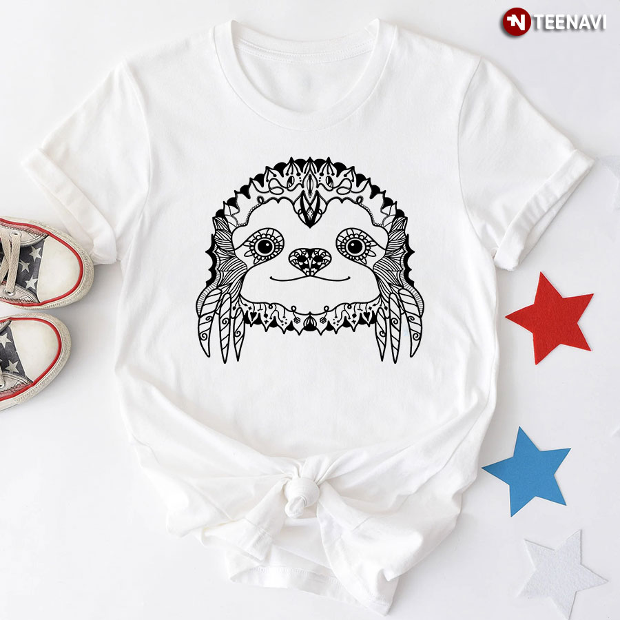 Native American Sloth T-Shirt - White Tee
