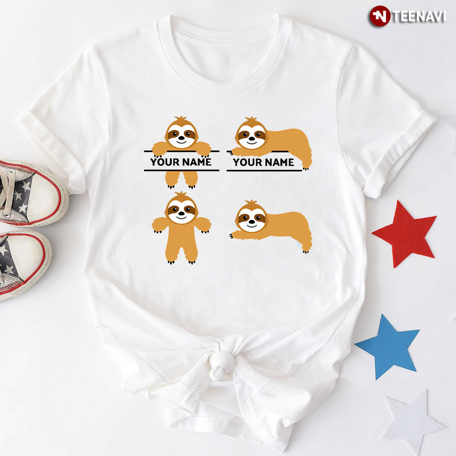 Customized Cute Baby Sloths T-Shirt – Custom Name Tee
