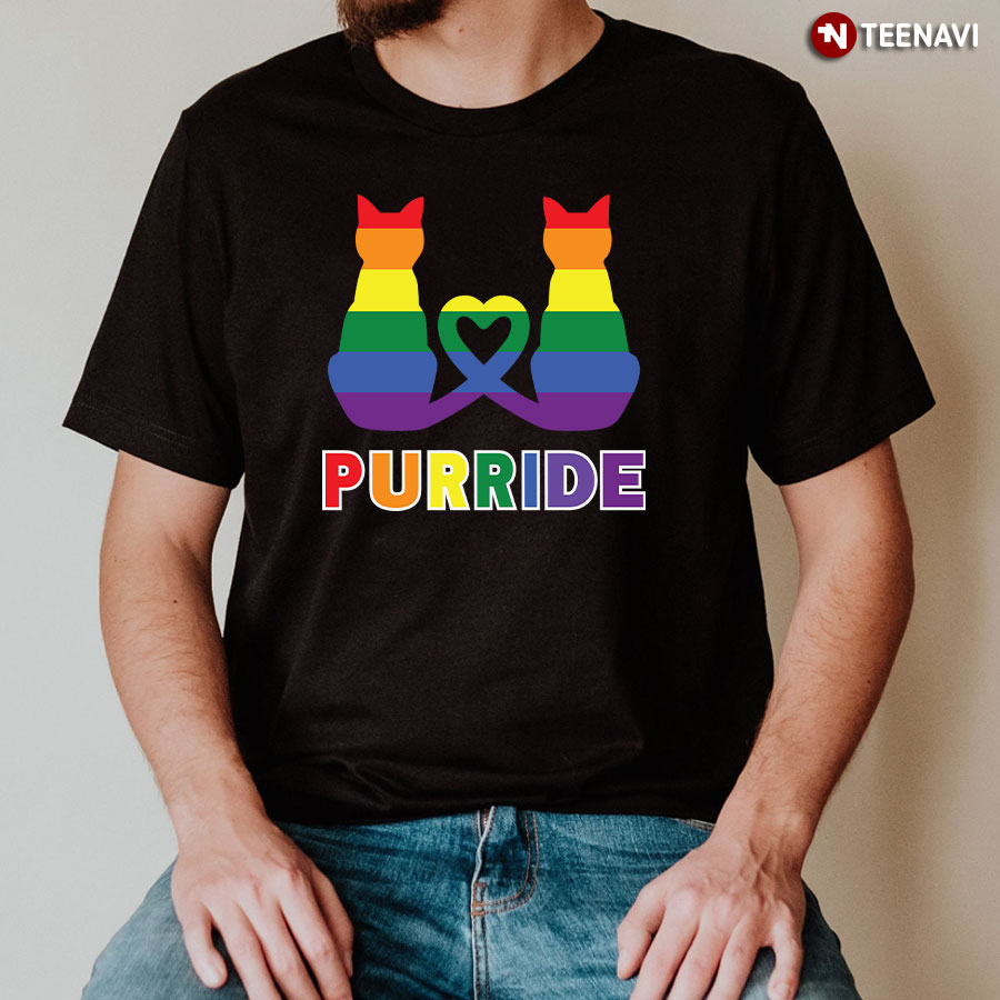 Purride LGBT Cats With Heart T-Shirt
