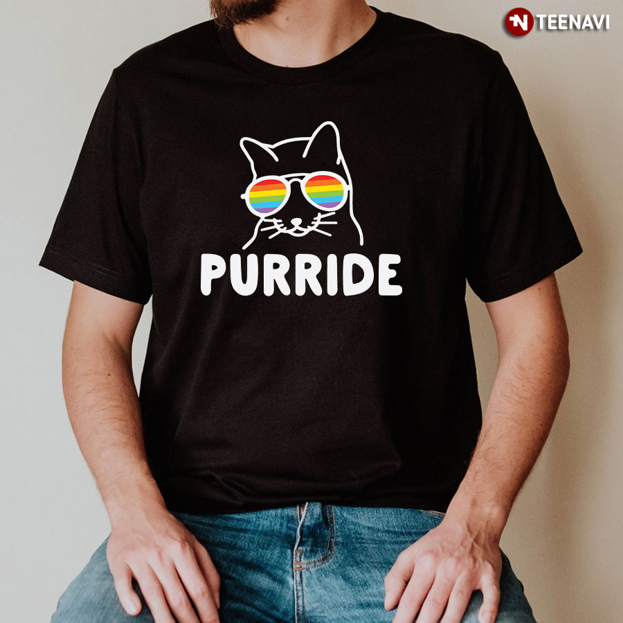 Purride Cat With LGBT Glasses T-Shirt