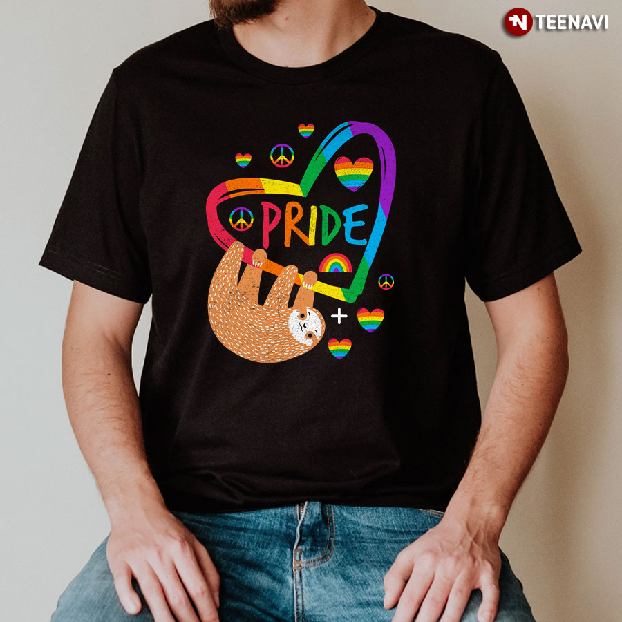 Sloth LGBT Pride Rainbow Heart T-Shirt