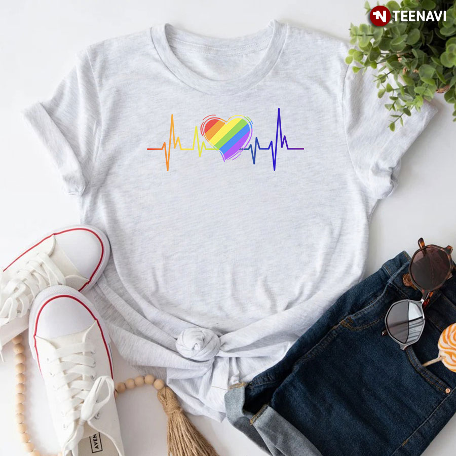 Heartbeat LGBT Pride Flag T-Shirt