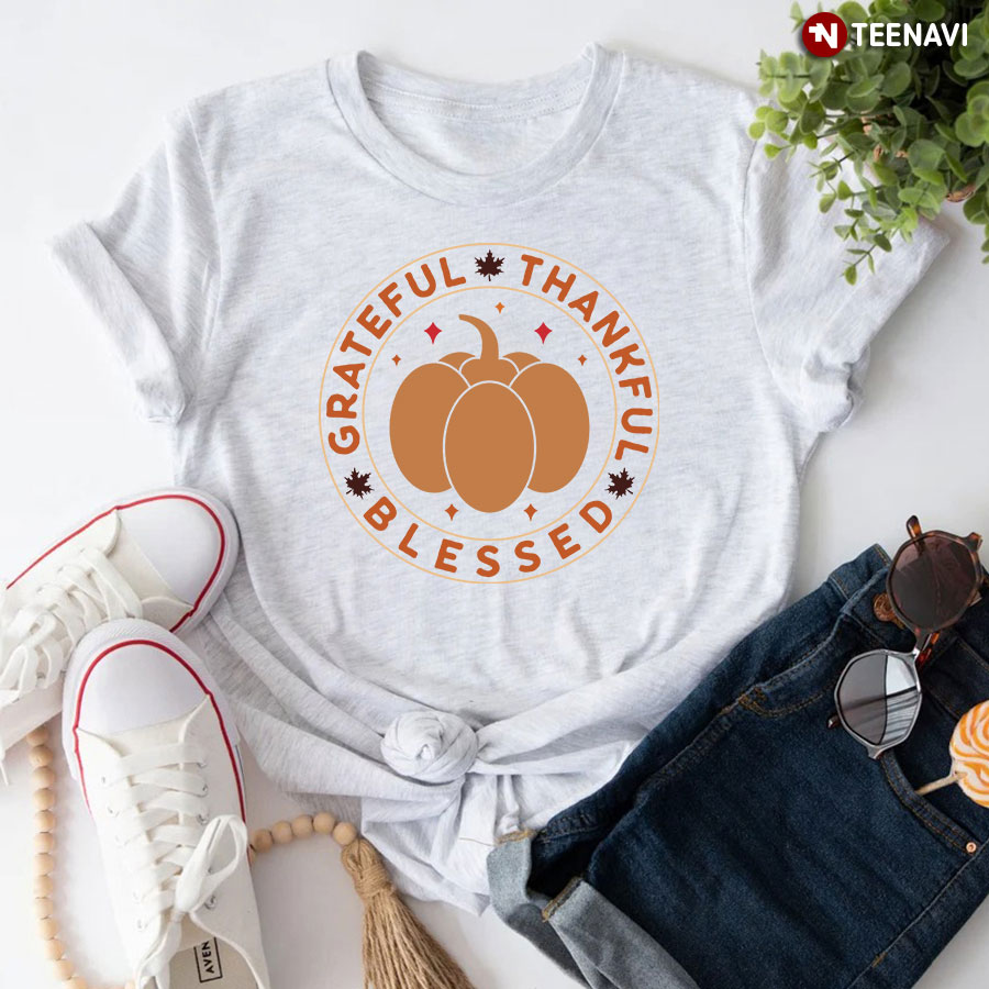 Grateful Thankful Blessed Thanksgiving Day T-Shirt