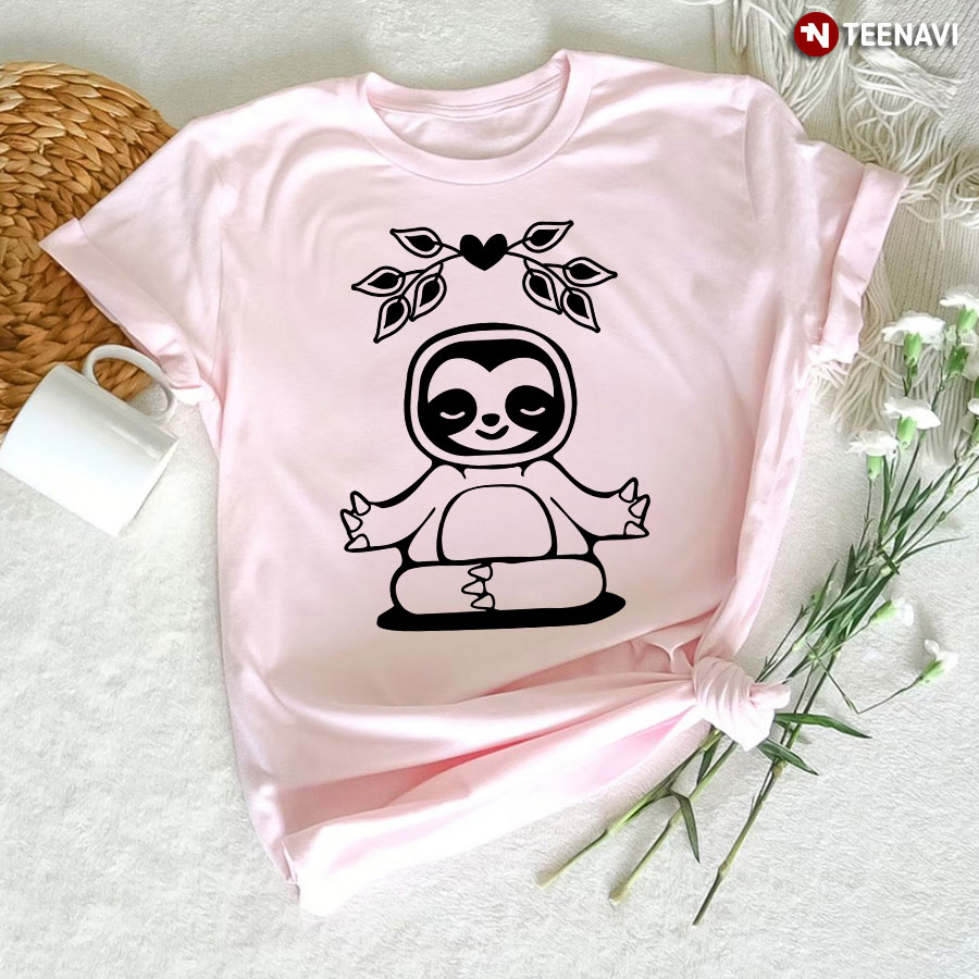 Yoga Pose Sloth Meditation Heart T-Shirt