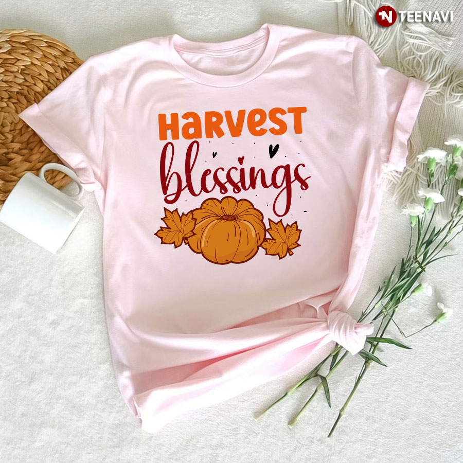 Harvest Blessings Pumpkin Autumn Leaves T-Shirt