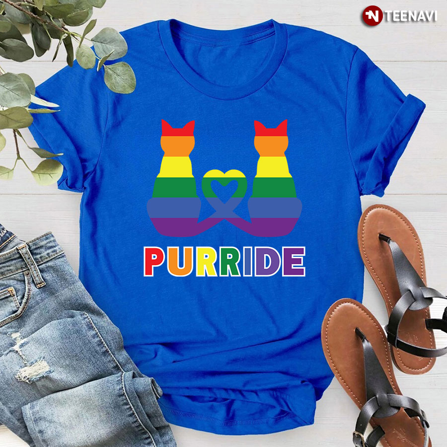 Purride LGBT Cats With Heart T-Shirt