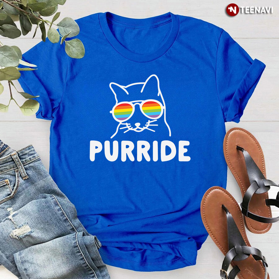 Purride Cat With LGBT Glasses T-Shirt