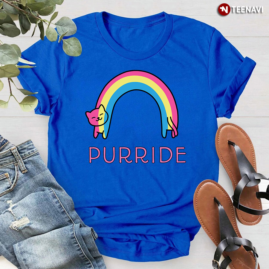 Purride Pansexuality Rainbow Cat T-Shirt