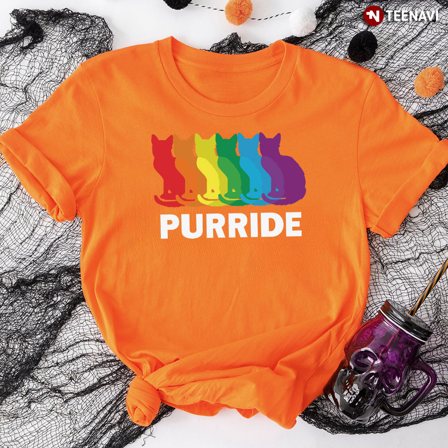 Purride LGBT Cats Rainbow Flag T-Shirt