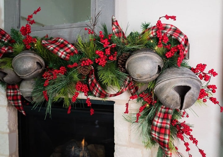 how to hang garland on a brick fireplace