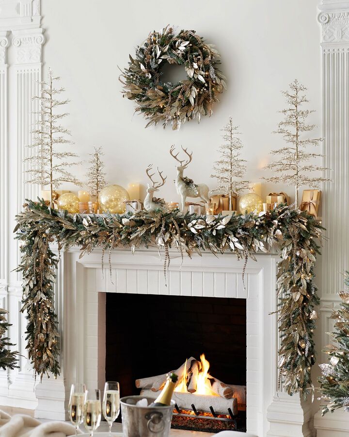 how to put christmas garland on fireplace