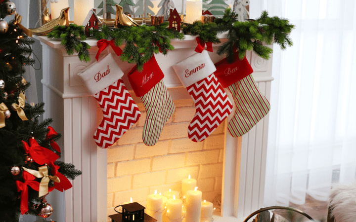 how to hang garland from fireplace