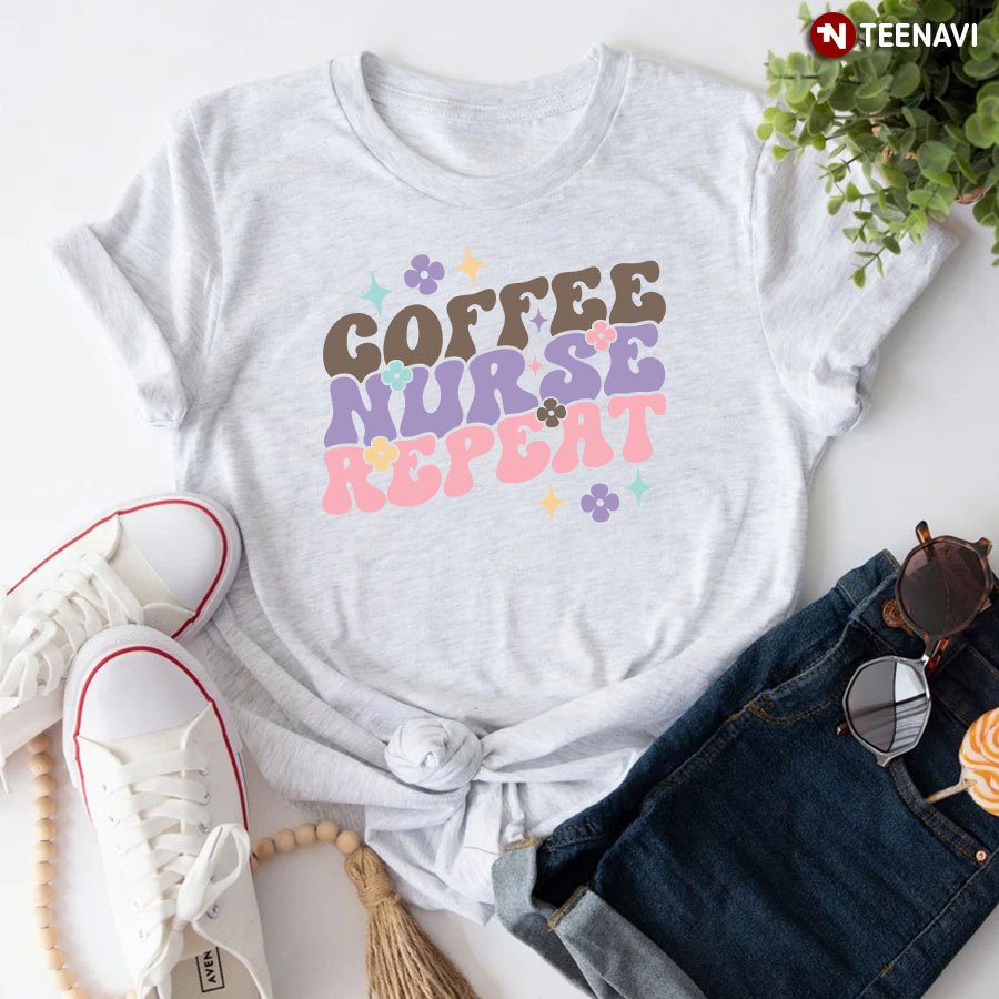 Coffee Nurse Repeat T-Shirt - Ash Tee