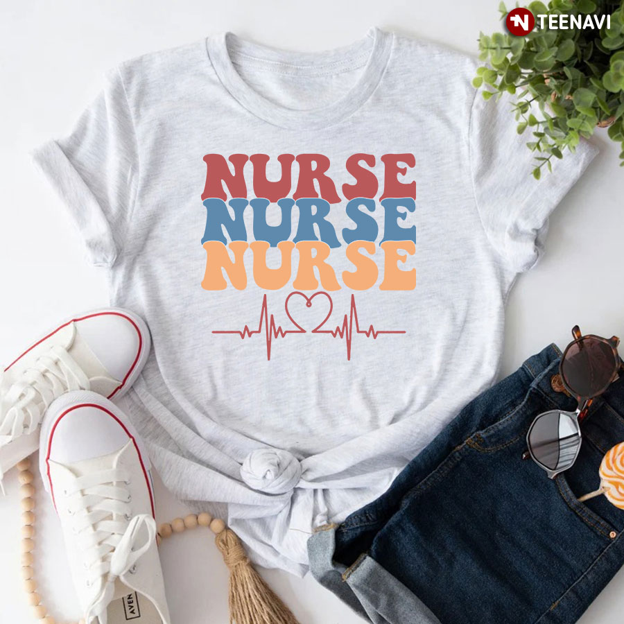 Nurse Nurse Nurse Heart Heartbeat T-Shirt - Unisex Tee