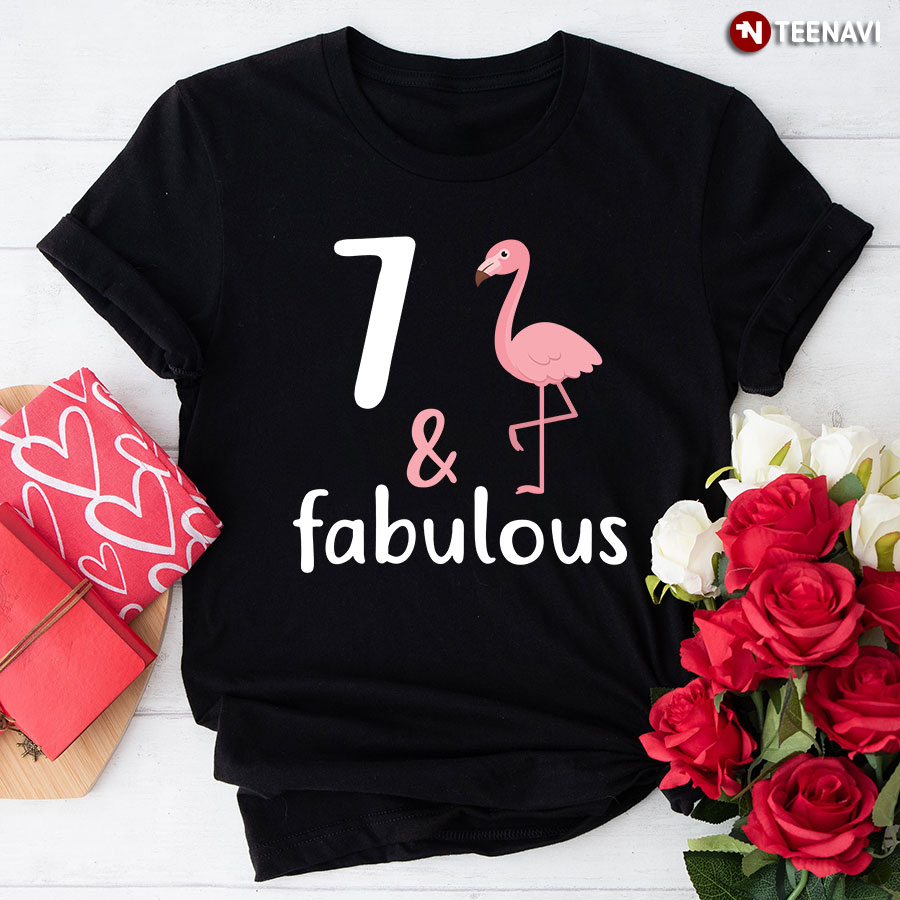 7 & Fabulous Flamingo 7th Birthday T-Shirt