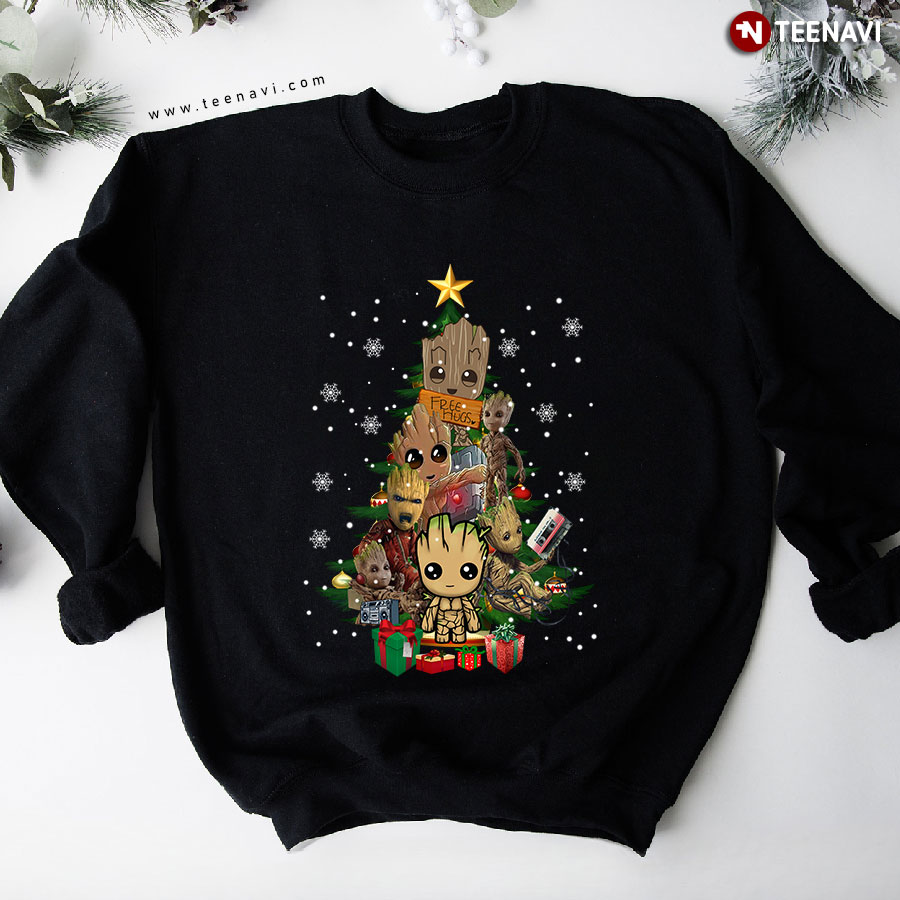 Baby Groot Guardians Of The Galaxy Christmas Tree Sweatshirt