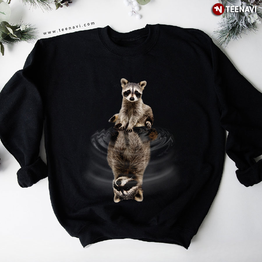 Raccoon Water Mirror Reflection Animal Lover Sweatshirt