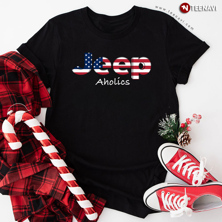 Jeep Aholics American Flag T-Shirt