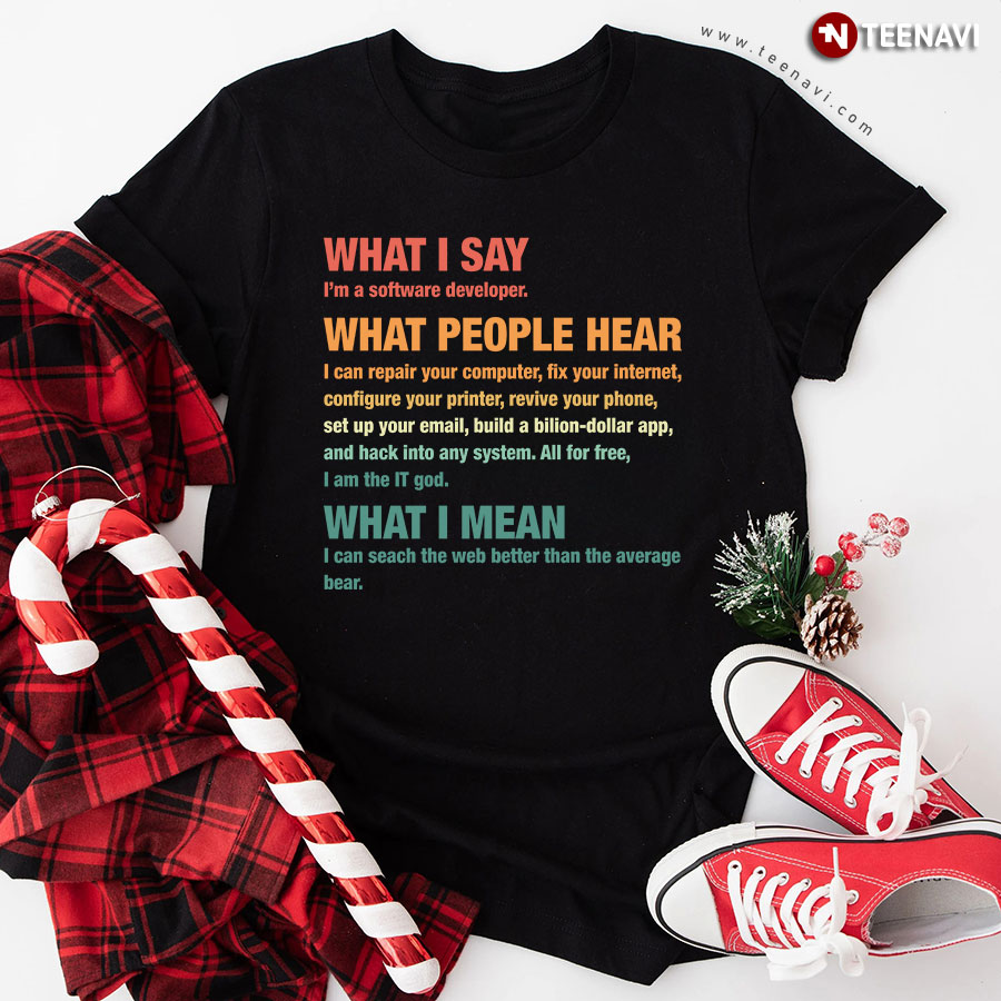 What I Say I'm A Software Developer What People Hear T-Shirt