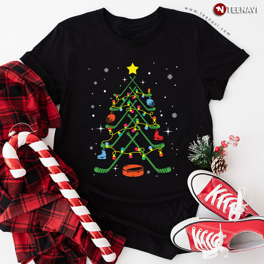 Christmas Tree Hockey Merry Christmas T-Shirt