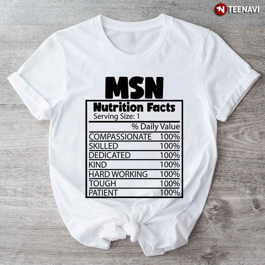 MSN Nutrition Facts Master Of Science In Nursing Nurse T-Shirt