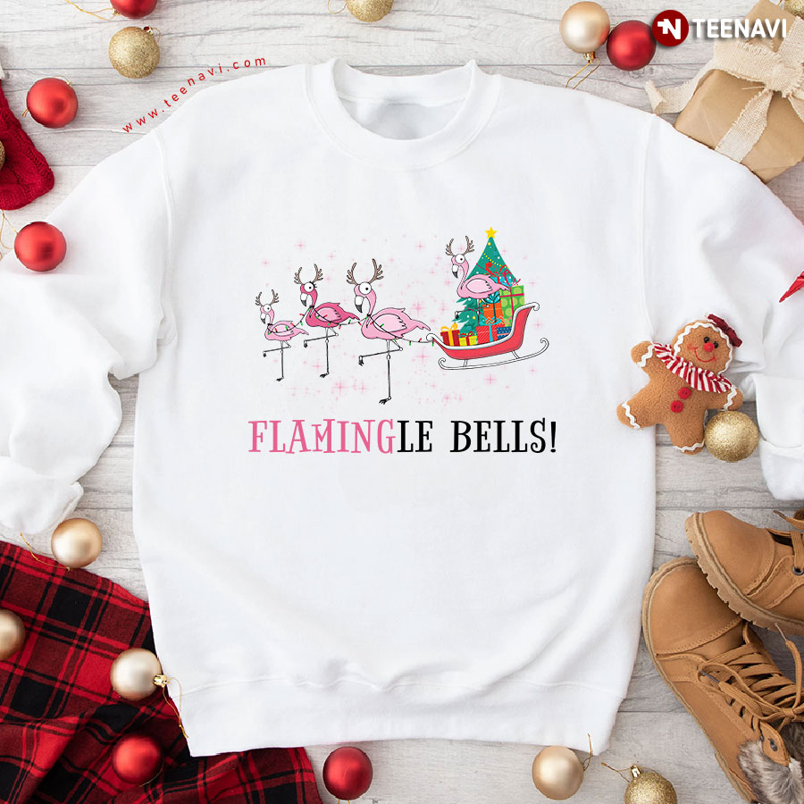 Flamingle Bells Pink Flamingo Christmas Sweatshirt