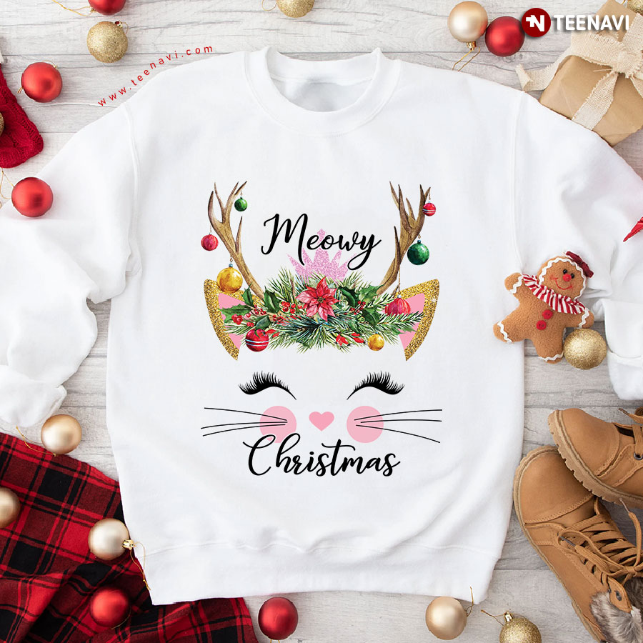 Meowy Christmas Cat Lover Sweatshirt - Kids