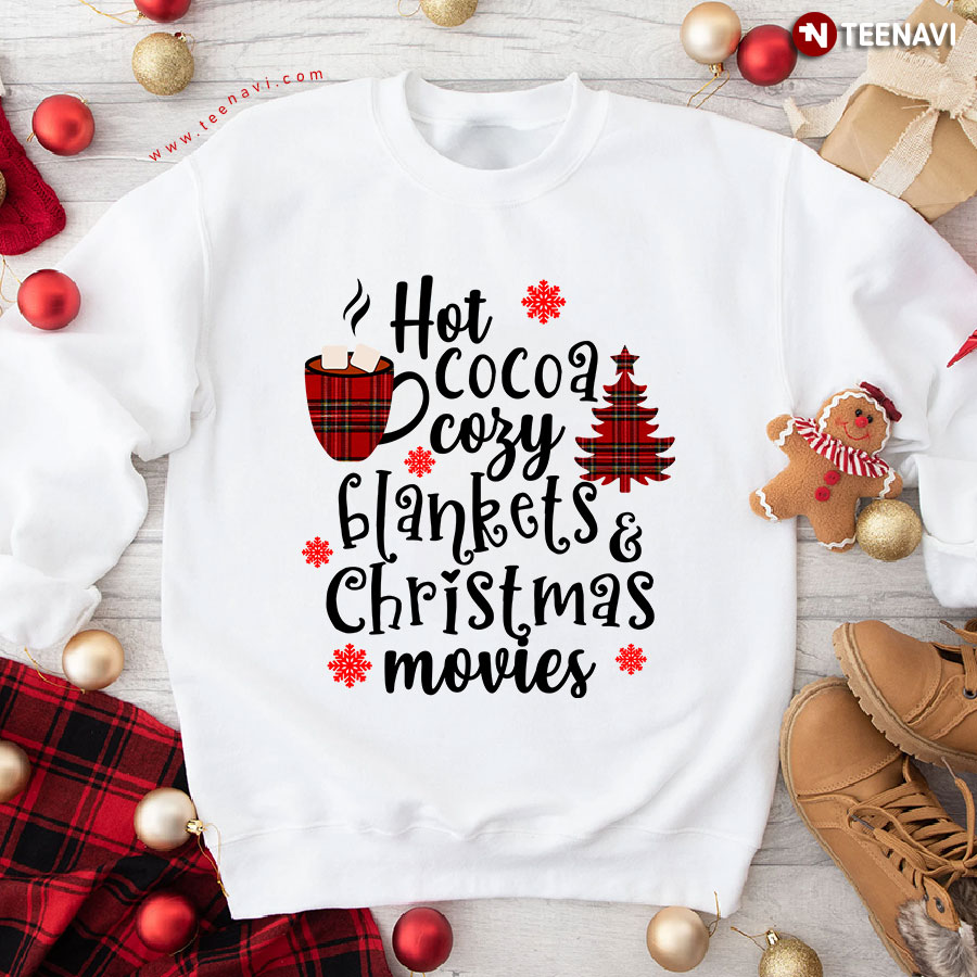 Hot Cocoa Cozy Blankets & Christmas Movies Buffalo Plaid Sweatshirt