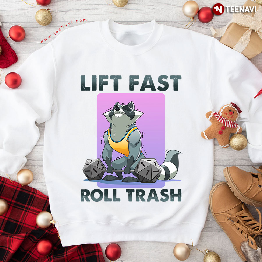 Lift Fast Roll Trash Raccoon Dungeons & Dragons Sweatshirt