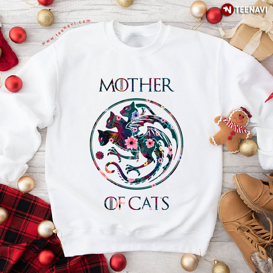 Mother Of Cats Floral Cats Sweatshirt