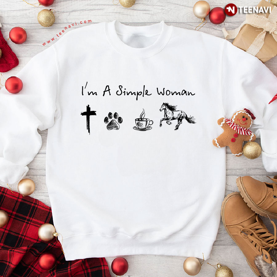 I'm A Simple Woman I Love Jesus Dog Coffee Horse Sweatshirt