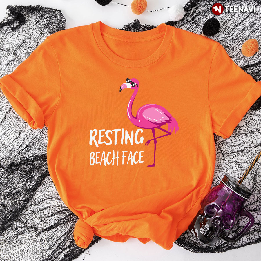 Resting Beach Face Pink Flamingo T-Shirt