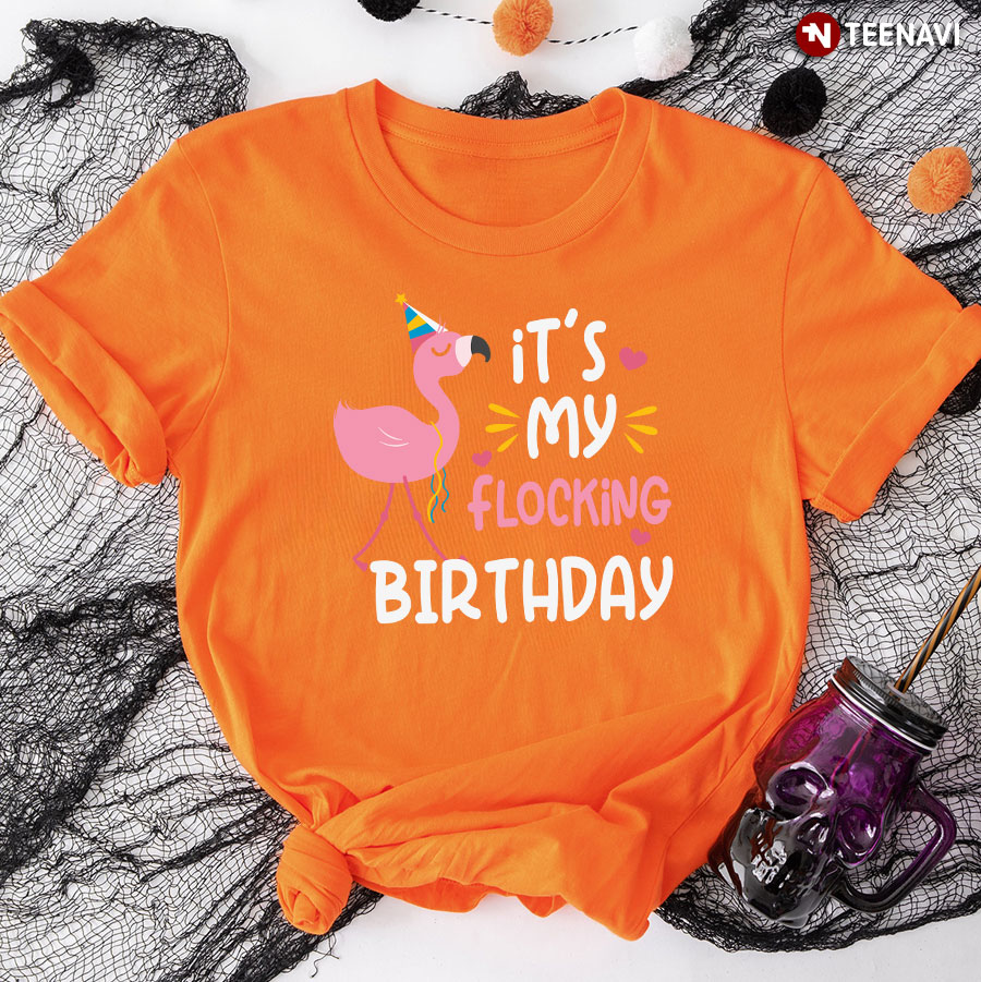 It's My Flocking Birthday Heart Pink Flamingo T-Shirt