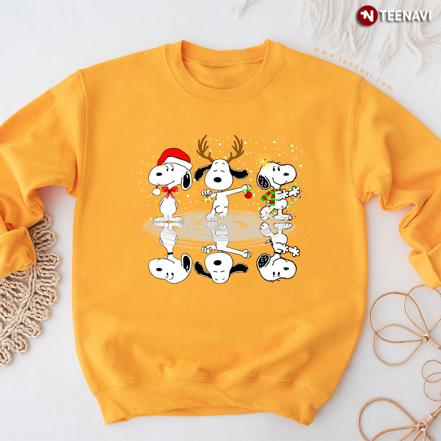 Snoopy Water Mirror Reflection Peanuts Christmas Sweatshirt