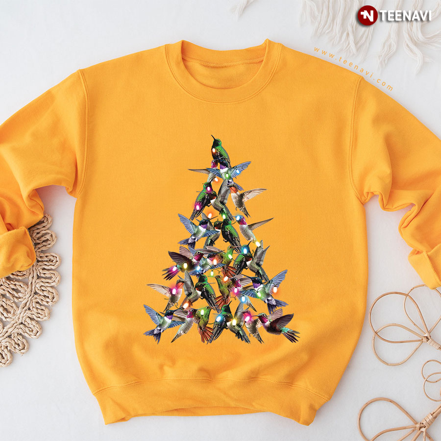 Hummingbird Christmas Tree X'mas Lights Sweatshirt